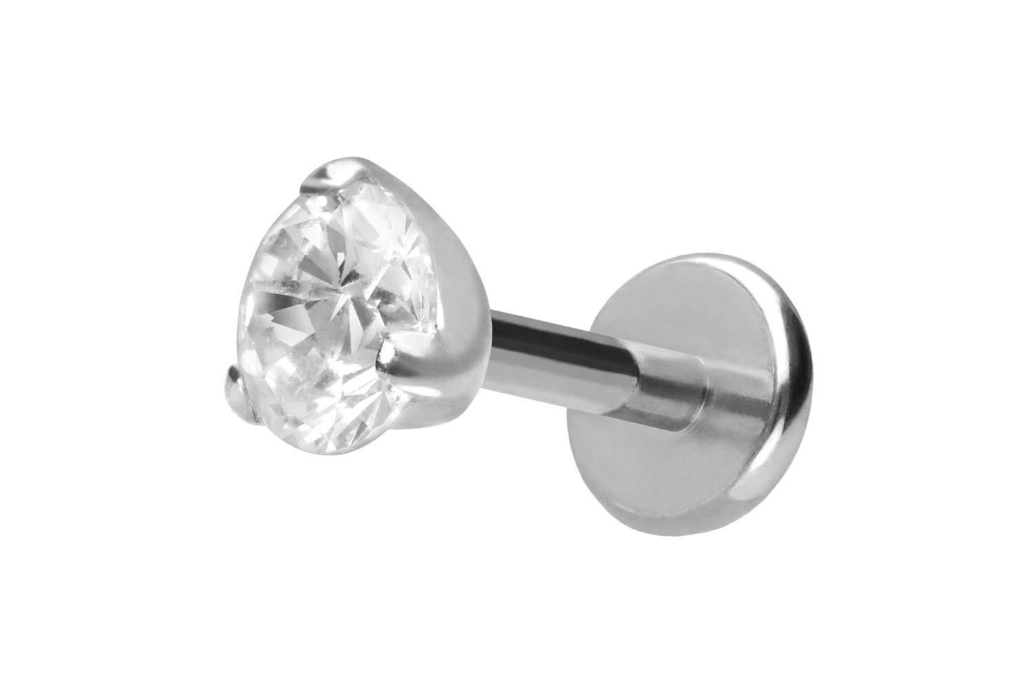 Titan Labret Piercing mit Push Fit EINGEFASSTER KRISTALL